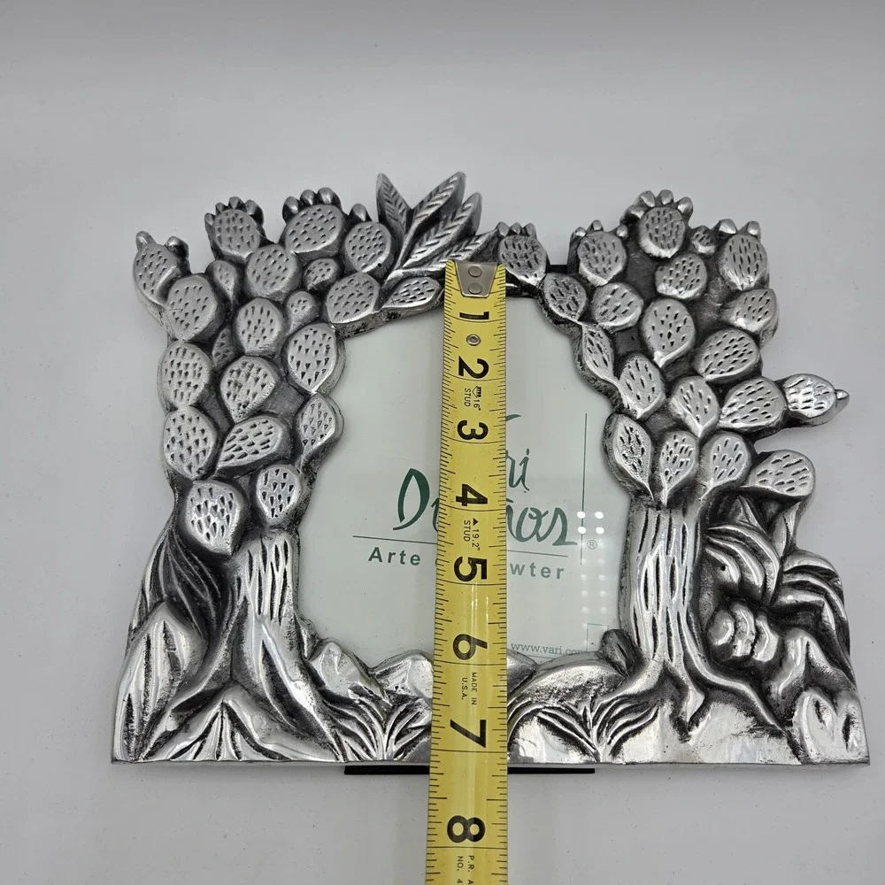 Vari Disenos Solid Mexican Pewter Picture Frame Prickly Pear Cactus 6